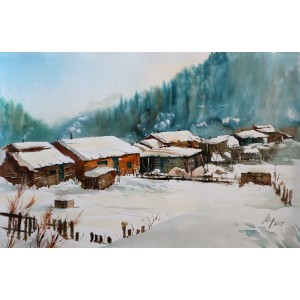 Shaima umer, Huts Swat, 14 x 21 Inch, Water Color on Paper, Cityscape Painting, AC-SHA-025